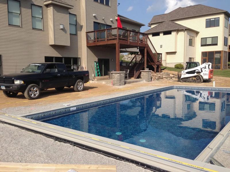 Pool installers job in the Highland Park neighborhood of Des Moines
